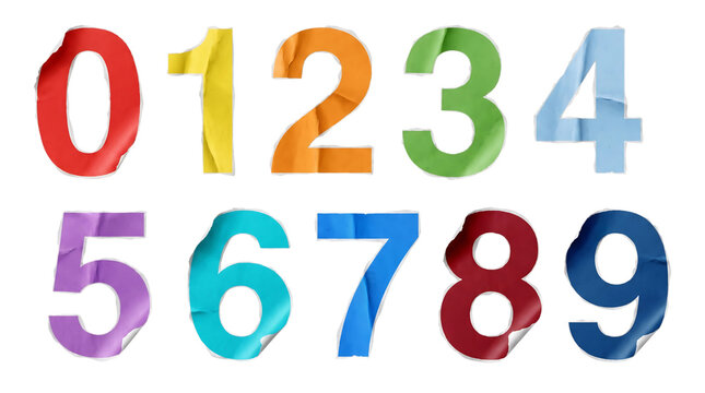 Colorful numbers from zero to nine in creative design