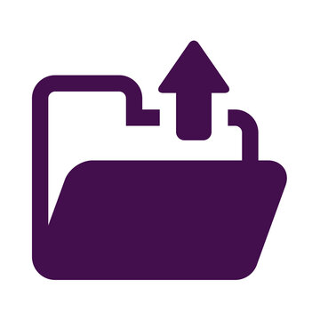 Purple folder icon with an upload arrow symbol for digital interface transparent background