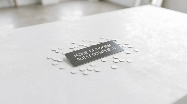 Home Network Audit Complete Concept Plaque with Small Coins