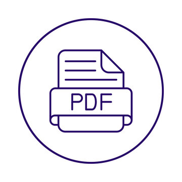 A flat line vector icon of a pdf document file format transparent background
