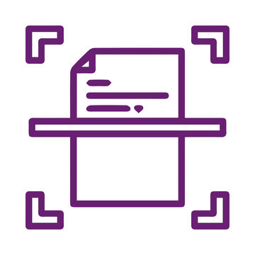 Purple document scanning linear icon isolated on a transparent background for digital document processing software transparent background