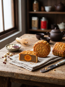 Mung bean paste mooncake for Chinese Mid-Autumn Festival