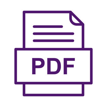 Purple outline icon of a pdf document file symbol for digital web interface design transparent background