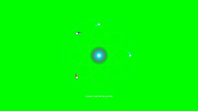 Cosmic Orbital Particle System Loading Spinner Animation Loop on Chroma Key Green Screen