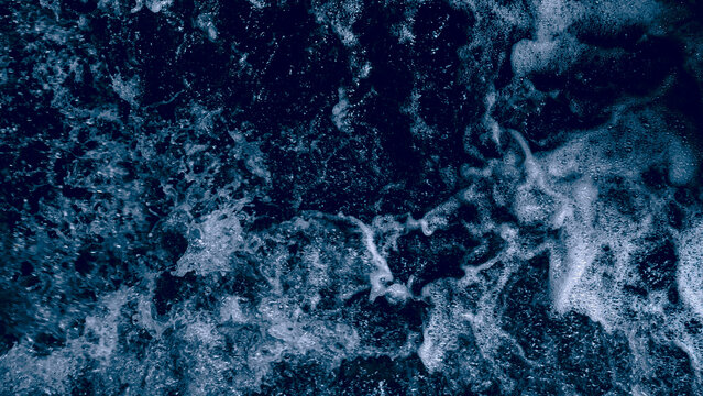 Deep Blue Ocean Foam and Water Texture Abstract Close-Up