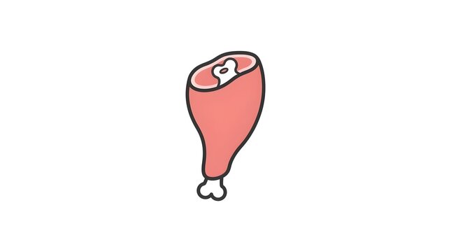 Simple, flat vector icon illustration of a raw piece of meat on a bone. Perfect for playful food graphics, game assets, and microstock design portfolios.