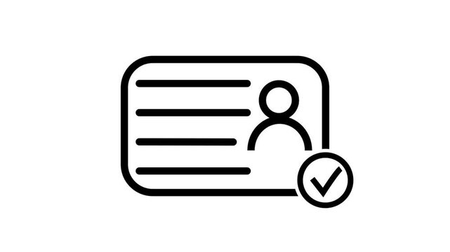 Id card animation. Profile verify icon motion graphics. NID card verify. Driver's license verified 4k video.