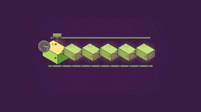 Abstract animated incremental backups chaining to a full copy drawn as green and teal lines and shapes on a deep dark background. Seamless looping 4K motion graphics video with free space for text, id
