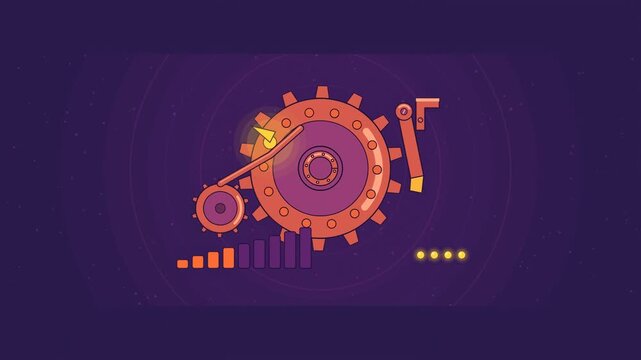 Abstract animated system rolling back to a restore point drawn as violet and blue lines and shapes on a deep dark background. Seamless looping 4K motion graphics video with free space for text, ideal 