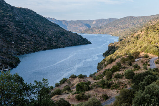 Saucelle Reservoir in the Arribes del Duero. Duero River, Salamanca. Arribes del Duero Natural Park.