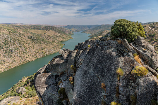 Saucelle Reservoir from the Pic&oacute;n del Moro viewpoint. Duero River, Salamanca. Arribes del Duero Natural Park.
