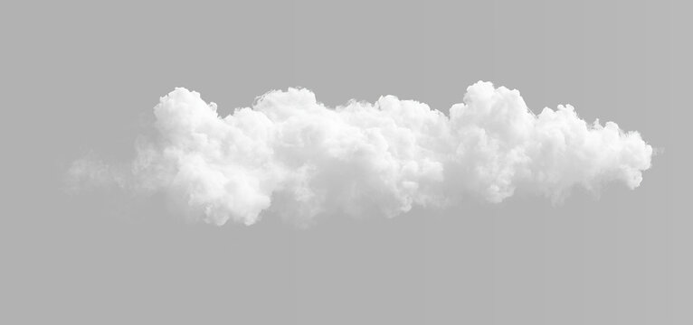 White fluffy cloud with soft smoke and fog isolated on black, realistic atmospheric vapor overlay for weather and sky compositions