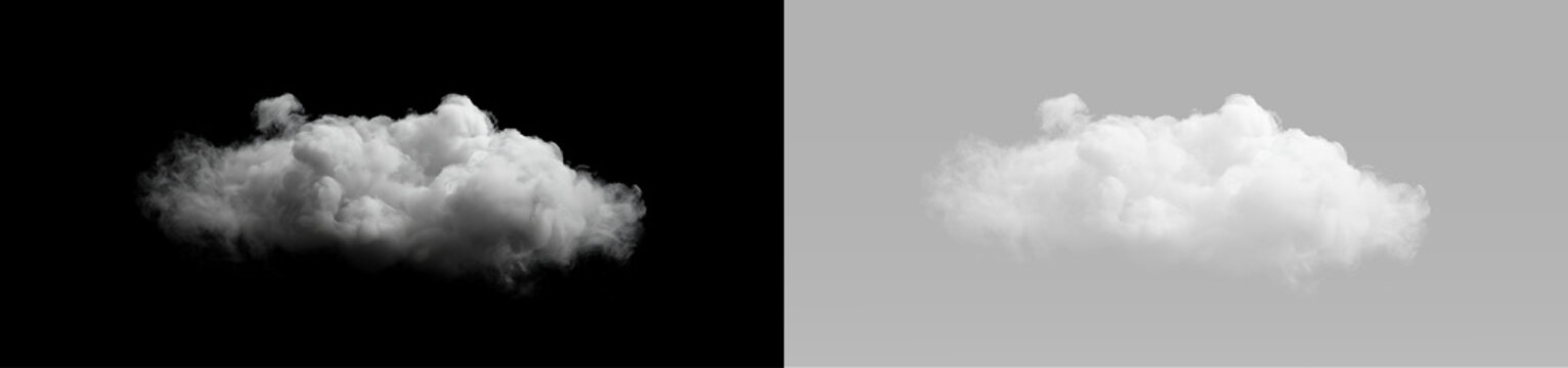 Vapor cloud with dense white smoke and rolling fog isolated on black, realistic misty texture for atmospheric visual compositions