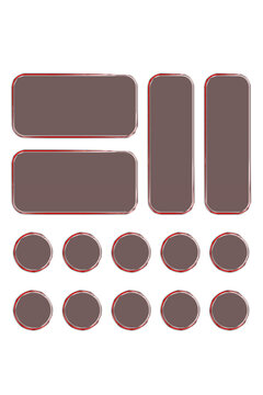 Transparent glass elements with liquid morphism effect for ui design and modern interfaces. Rounded rectangles, circles and buttons with frosted blur overlay. Glassmorphism components for web or app