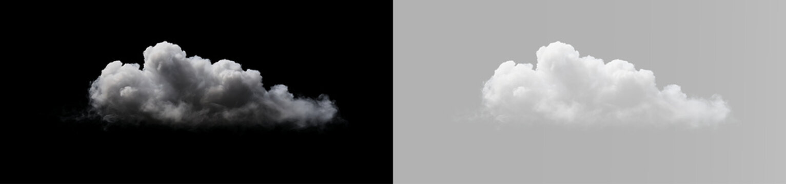 smoke with dense white fog and spreading mist isolated on black, realistic vapor formation for atmospheric effects