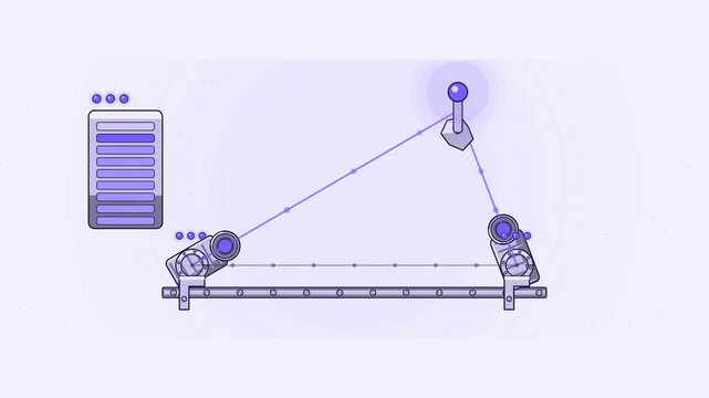 Abstract animated distance found by triangulating a target drawn as blue and cyan lines and shapes on a bright, clean light background. Seamless looping 4K motion graphics video with free space for te