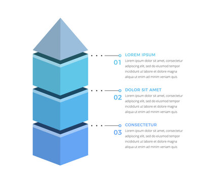 Vertical infographic template with three stacked layers topped by a pyramid