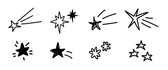Fototapeta premium Hand-drawn star doodles collection vector elements