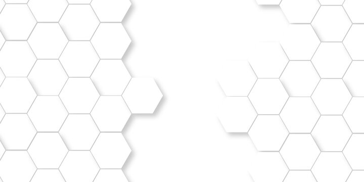 White cover grid cube hexagonal background. Luxury white modern pattern. honeycomb mosaic white background. geometric mesh cell texture. web business card futuristic wallpaper.