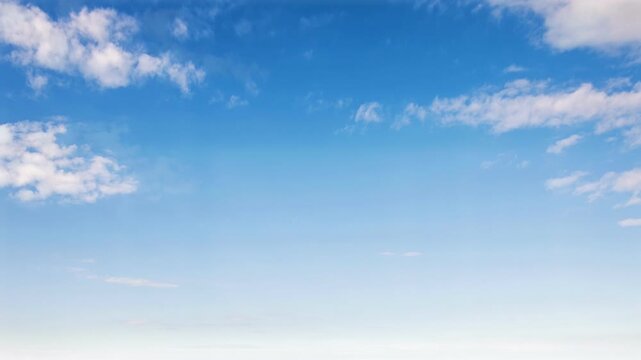 Wide Panoramic Blue Sky with Fluffy White Clouds