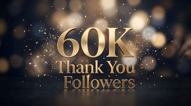 60K Followers Thank You Celebration Gold Confetti Social Media Milestone Announcement

