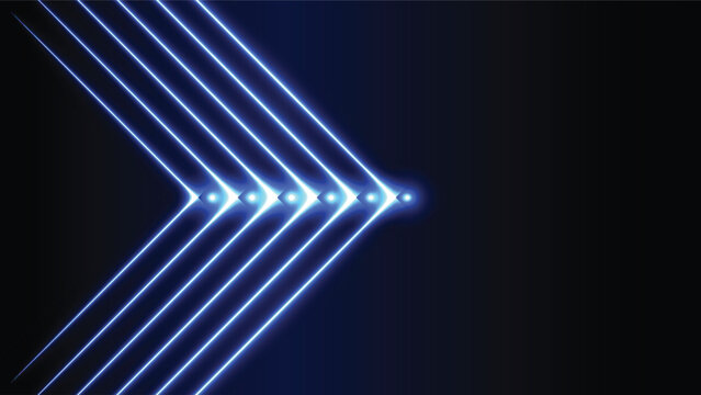 Futuristic blue glowing neon arrow lines background, Modern digital technology concept with bright light points