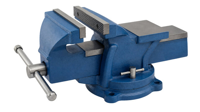 Heavy duty bench vise isolated on transparent background