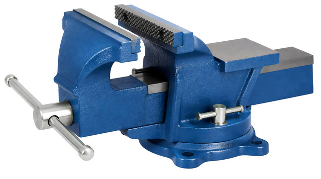 Heavy duty bench vise isolated on transparent background