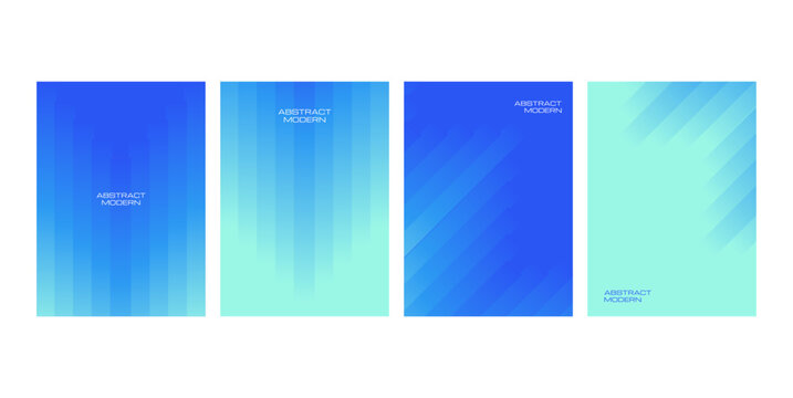 Modern abstract poster template collection featuring blue and cyan gradients, geometric shapes, vertical layouts, and minimalist typography for branding, advertising, editorial, marketing.