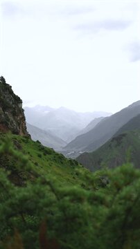 Lush green mountain valley on an overcast day