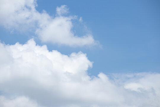 Beautiful blue sky with white clouds on a sunny day background