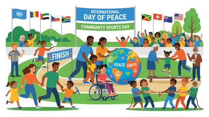 Fototapeta premium International Day of Peace Community Sports Day with Diverse People Celebrating Unity and Global Harmony