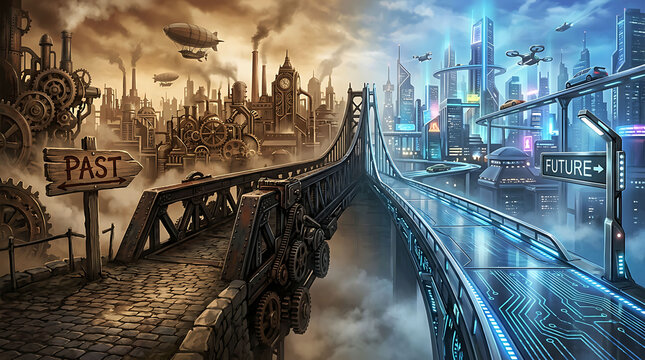 Conceptual bridge connecting the industrial past and high tech future eras