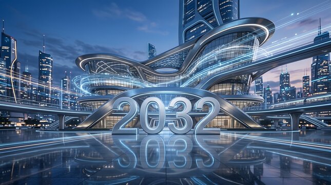 2032 Futuristic Technology and Modern City Concept