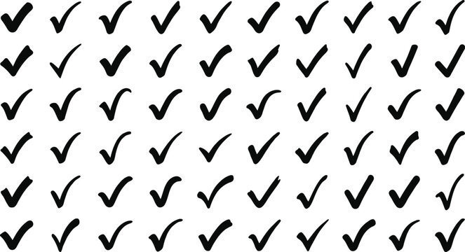 Seamless pattern of black check marks on a white background positive affirmation design