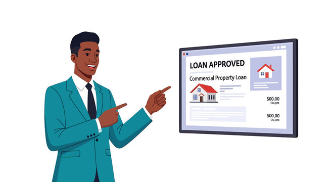 Black Male Investor Pointing at Commercial Property Loan Approval