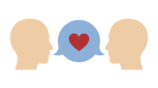 Communication Therapy Beige Heads with Blue Speech Bubble