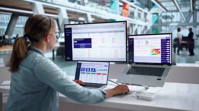 Compliance Manager Reviewing Risk Control Matrix On Laptop