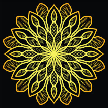 abstract mandala ornament , Luxury Golden Floral Mandala Vector Illustration - Ornate Geometric Circular Pattern Design Element for Background, Textile, and Decorative Print