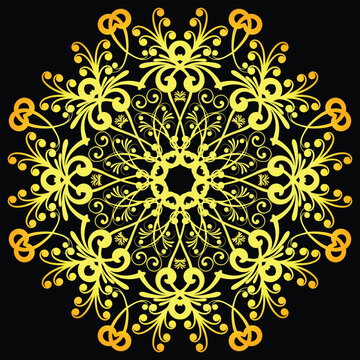 abstract floral background , Luxury Golden Ornate Floral Mandala Vector Background Design Element Isolated on Black