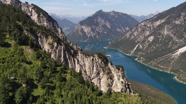 Austria Lake Plansee steep valley slopes around Reutte landscape video Tyrol region