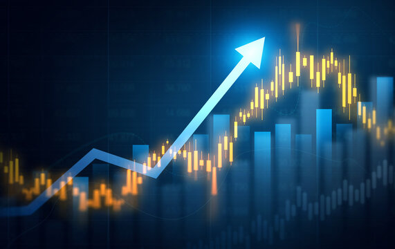 Finance chart,stock market business and exchange financial growth graph. Stock market investment trading graph growth.	
