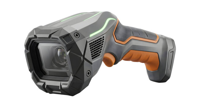 Ergonomic black and orange handheld industrial barcode scanner for efficient data capture.