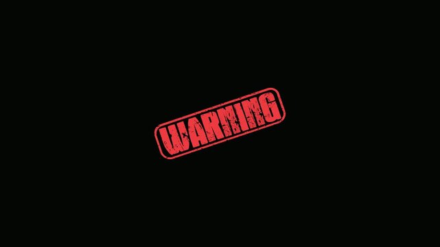 Red Warning Rubber Stamp Impression Isolated on Black Background for Alert and Caution Signage Design
