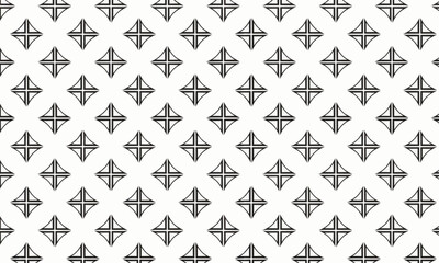 Fleur de Lis Cross Motif Seamless Vector Pattern — Black on White Gothic Ornamental Repeat for Textile and Wallpaper © Bayanakun