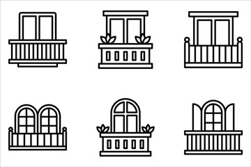 Fototapeta premium Balcony icon set. Vector creative design elements for construction on white background