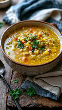 Traditional Polish Barley Soup Krupnik &ndash; AI Generative
