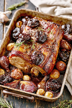 Roasted Pork Neck with Prunes and Onions &ndash; AI Generative