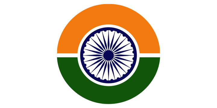 Ashoka chakra circle icon with orange and green segments representing indian pride and national pride design elements.