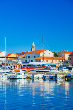 Biograd na Moru Waterfront with Boats and Historic Old Town, Dalmatia, Croatia